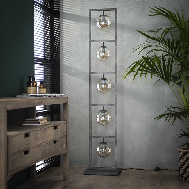 WoonStijl Vloerlamp tower 5x Ø15 glas / Oud zilver showroommodel