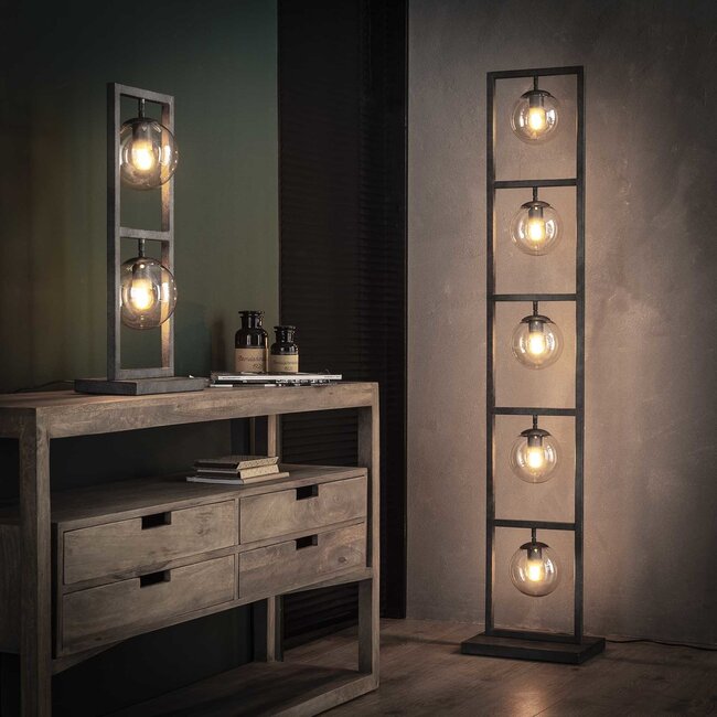 WoonStijl Vloerlamp tower 5x Ø15 glas / Oud zilver showroommodel