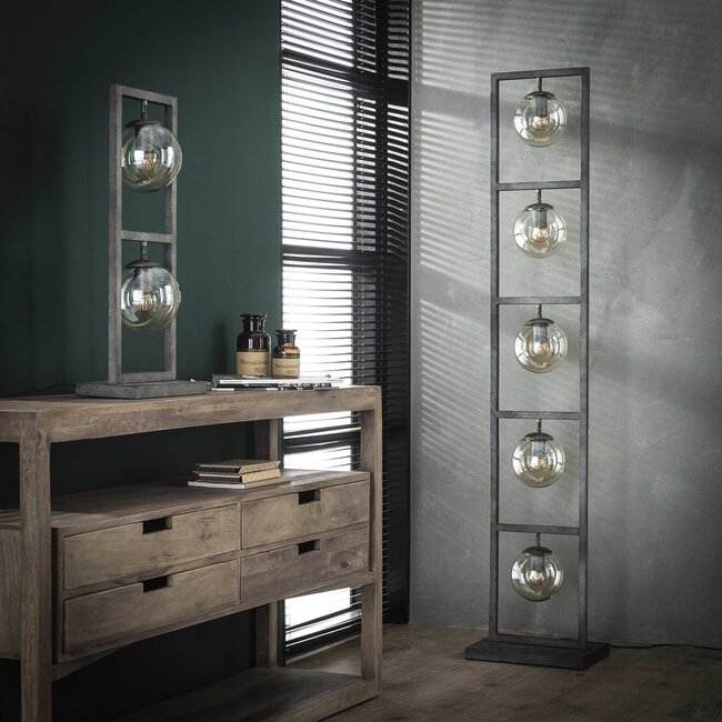 WoonStijl Vloerlamp tower 5x Ø15 glas / Oud zilver showroommodel
