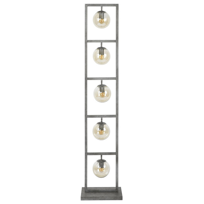 WoonStijl Vloerlamp tower 5x Ø15 glas / Oud zilver showroommodel
