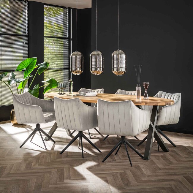 WoonStijl Eettafelstoel Cinema draaibaar zilver velvet