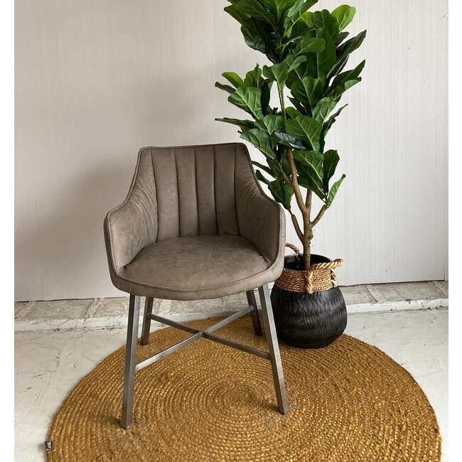 WoonStijl Eettafelfauteuil Striped PU Taupe