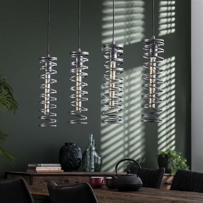 WoonStijl Hanglamp 4L spiral / Burned zilverkleurig