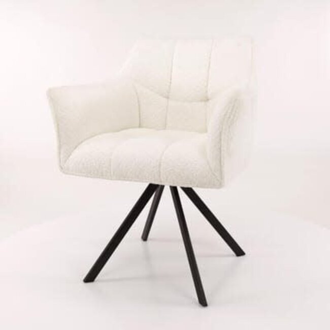 WoonStijl Armstoel raster draaibaar Boucle wit