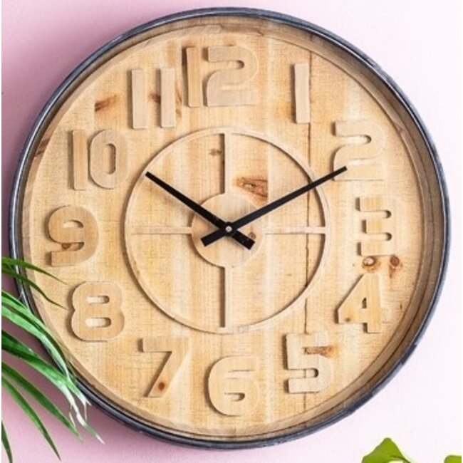 Light en Living Klok Ø80x6 cm LOGAN hout bruin+zwart