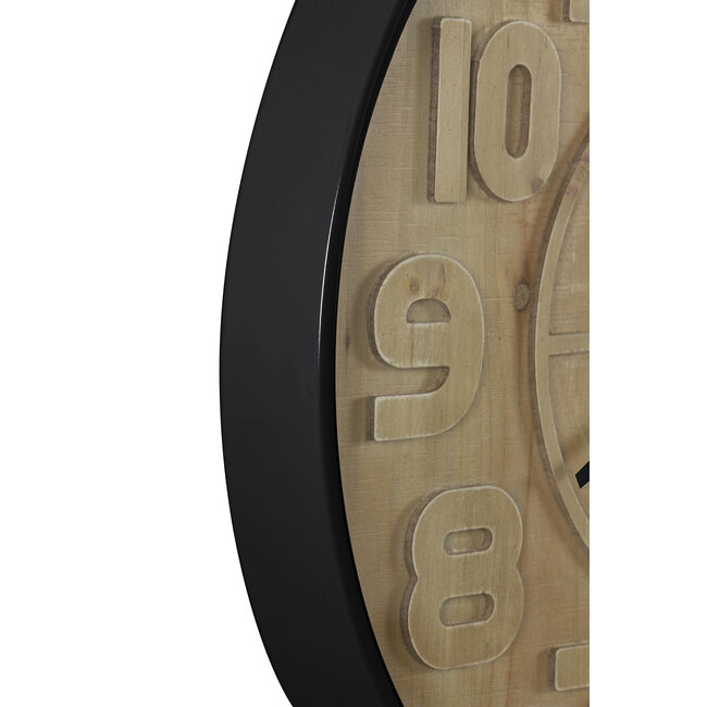 Light en Living Klok Ø80x6 cm LOGAN hout bruin+zwart
