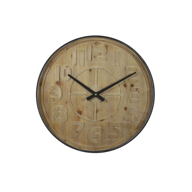 Light en Living Klok Ø80x6 cm LOGAN hout bruin+zwart