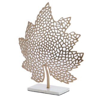 Light en Living Ornament op voet 22x8x30 cm LEAF  goud+marmer wit