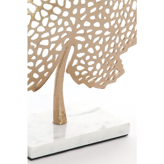 Light en Living Ornament op voet 28x8x35 cm LEAF  goud+marmer wit