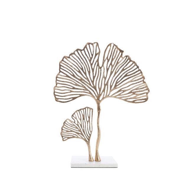 Light en Living Ornament op voet 36x10x48 cm LEAF  goud+marmer wit