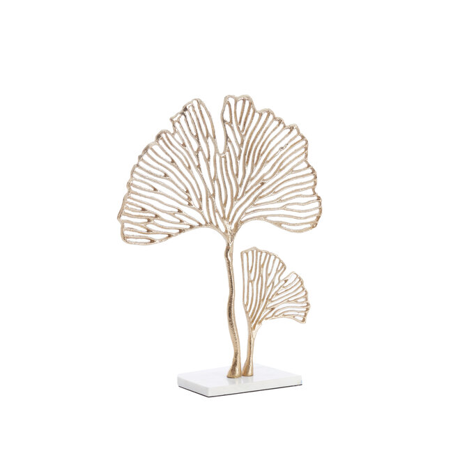 Light en Living Ornament op voet 36x10x48 cm LEAF  goud+marmer wit