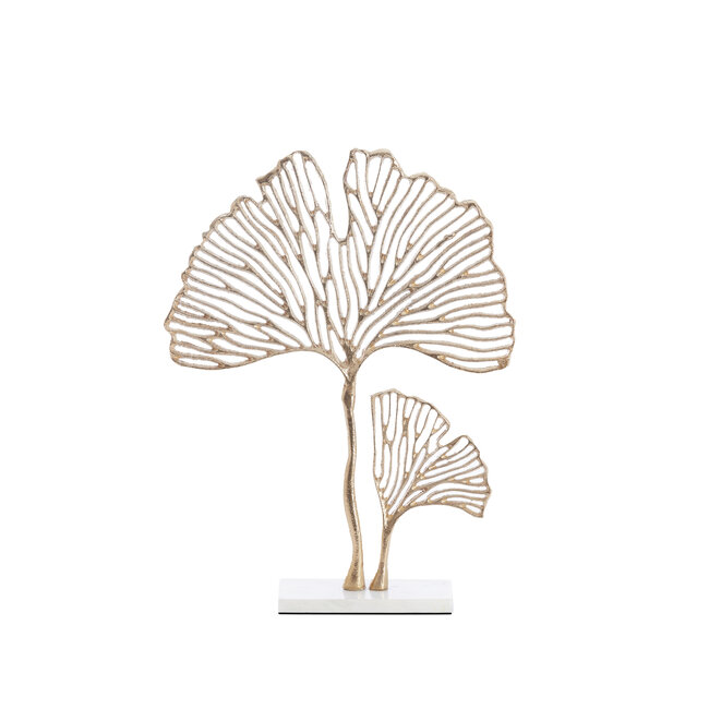 Light en Living Ornament op voet 36x10x48 cm LEAF  goud+marmer wit