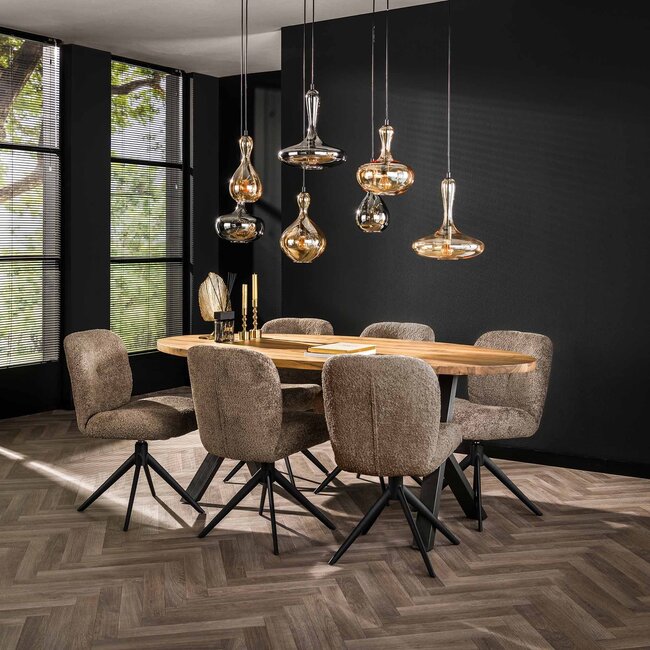 WoonStijl Eettafelstoel Comfort draaibaar Boucle Taupe