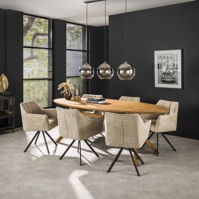 WoonStijl Armstoel raster draaibaar Boucle zandkleur