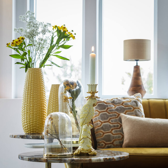 Light en Living Vaas Ø16x41 cm CORN keramiek geel