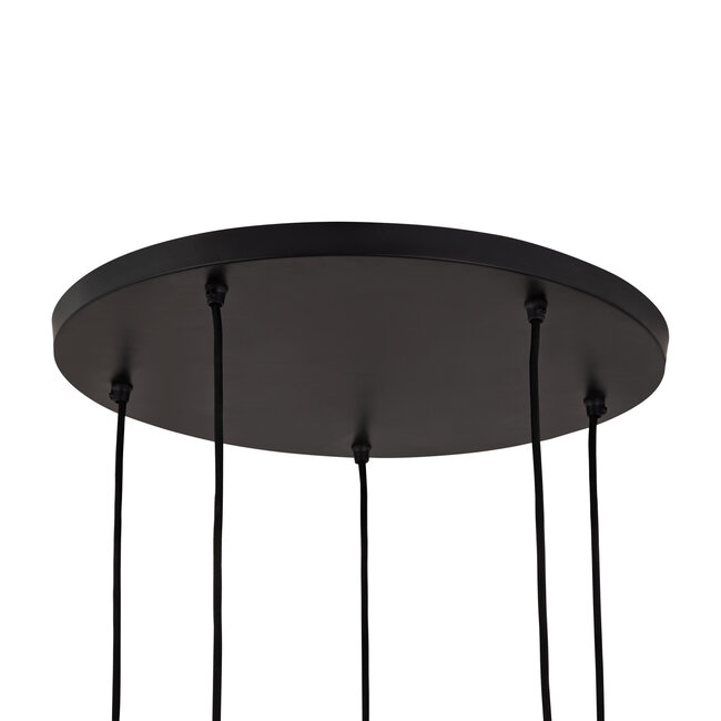 PTMD Hanglamp Anna Brown textured glass met 5 lampen groot