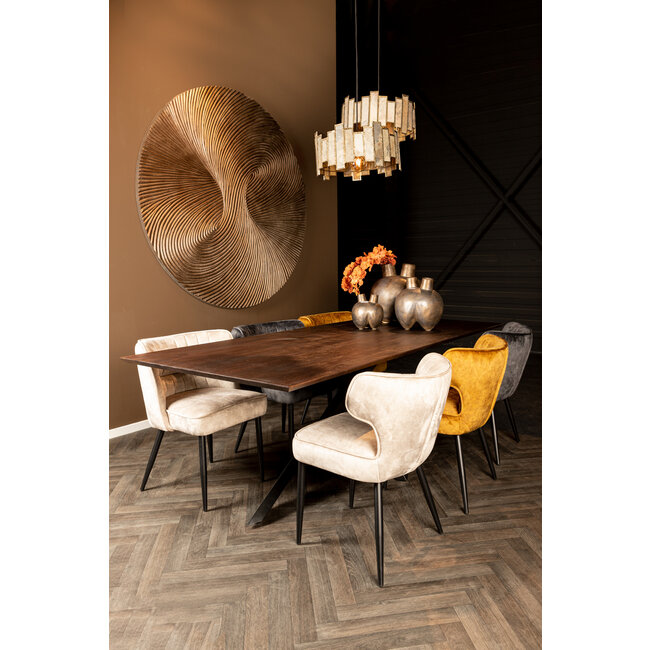 PTMD Wandornament Wiktor Bruin MDF rond swirl carved XL