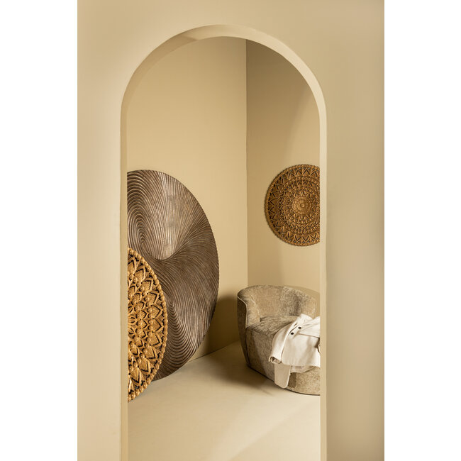 PTMD Wandornament Wiktor Bruin MDF rond swirl carved XL