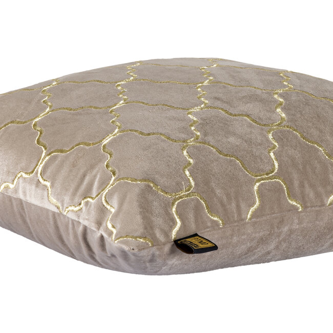 PTMD Kussen Lizze Beige velvet embroidery patroon 45 x 45