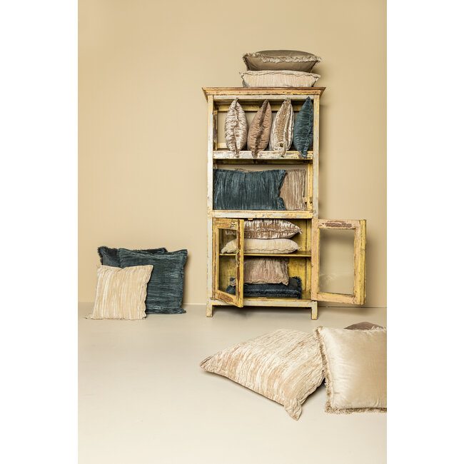 PTMD Kussen Senny Blauw velvet ruffle rim 45 x 45 cm