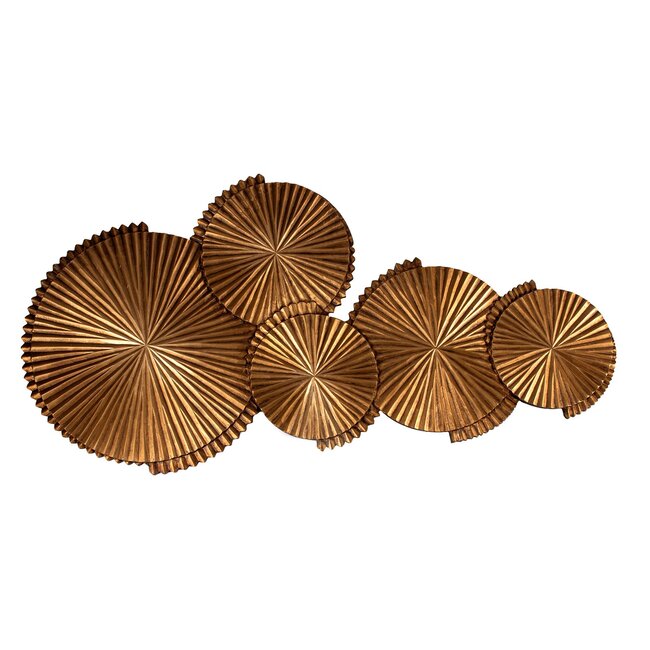 PTMD Wandpaneel Minox Goud MDF geribbelde rondjes