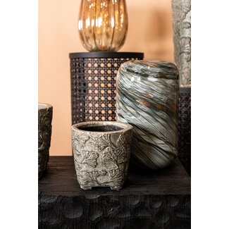 PTMD Vaas Kelsh Grijs Waves glas mixed rond L