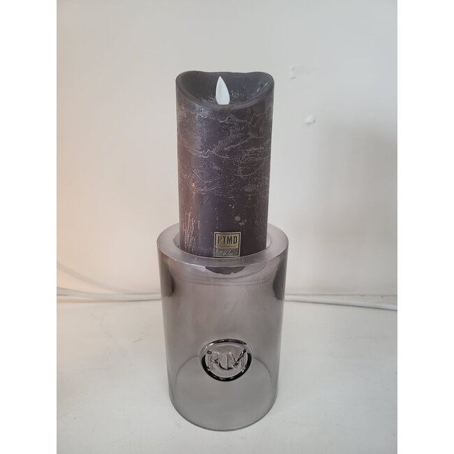 PTMD LED Licht Kaars rustiek antraciet met beweegbare vlam