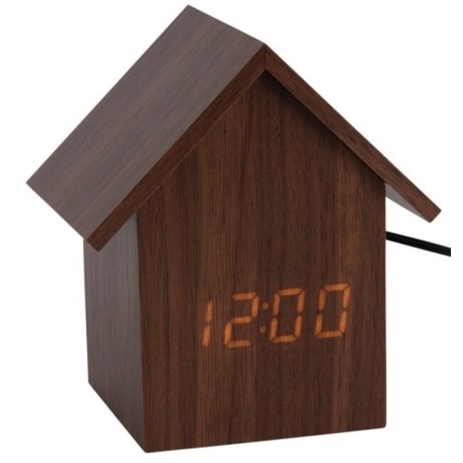 Karlsson Alarm Clock House LED donkerbruin