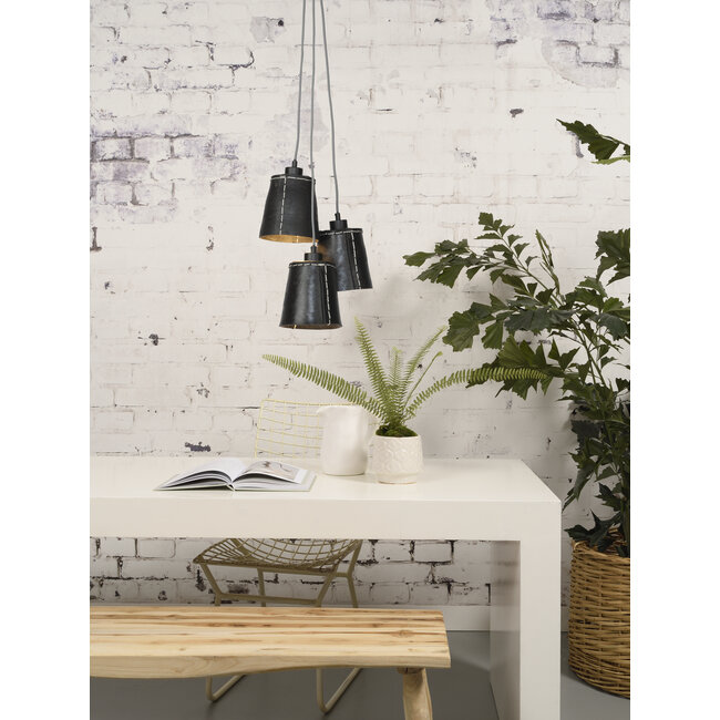 Good&Mojo Hanglamp Amazon recycled autoband met 3 kappen zwart S