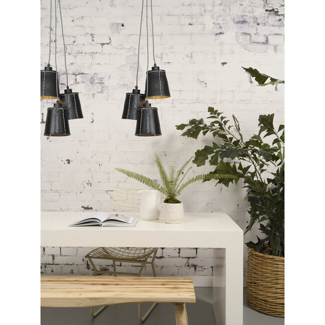 Good&Mojo Hanglamp Amazon recycled autoband met 3 kappen zwart S