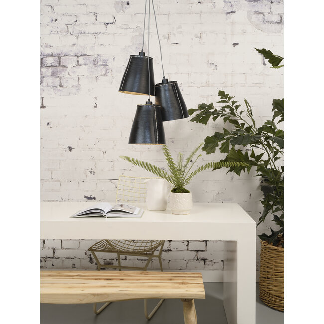 Good&Mojo Hanglamp Amazon recycled autoband met 3 kappen zwart L