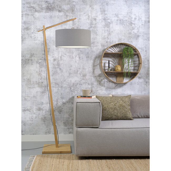 Good&Mojo Vloerlamp Andes bamboe eco linnen lichtgrijs