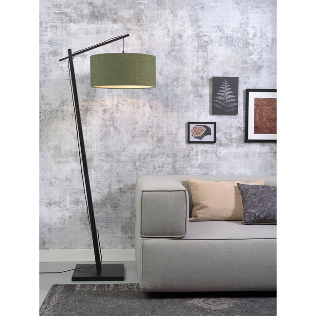 Good&Mojo Vloerlamp Andes bamboe zwart eco linnen green forest