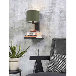 Good&Mojo Wandlamp Andes bamboe zwart eco linnen green forest