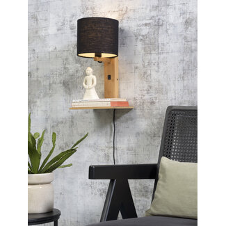 Good&Mojo Wandlamp Andes bamboe naturel eco linnen zwart