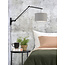 Good&Mojo Wandlamp Andes bamboe zwart Kap eco linnen lichtgrijs L