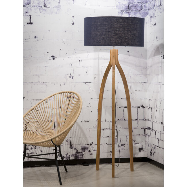 Good&Mojo Vloerlamp bamboe Annapurna 6030 linnen blue denim