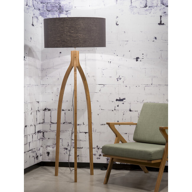 Good&Mojo Vloerlamp bamboe Annapurna 6030 linnen donkergrijs