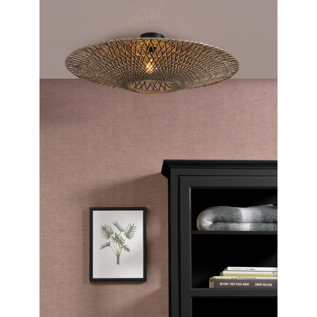 Good&Mojo Plafonniere Bali bamboe dia 87 x 20 cm zwart/naturel L