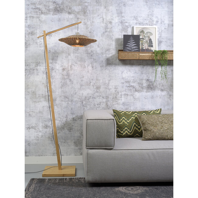 Good&Mojo Vloerlamp Bali bamboe naturel naturel/zwart M kap Ø44