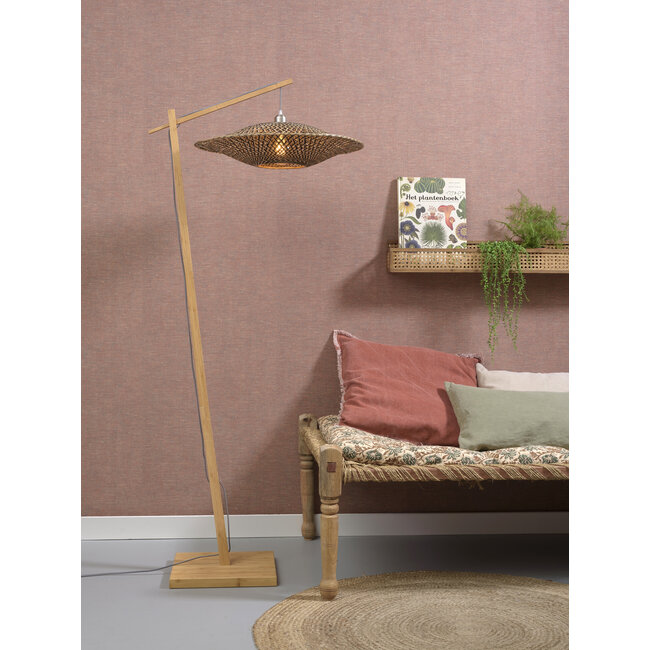 Good&Mojo Vloerlamp Bali bamboe naturel naturel/zwart M kap Ø60