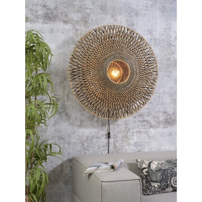 Good&Mojo Wandlamp Bali bamboe 87 x 20 cm zwart/naturel L