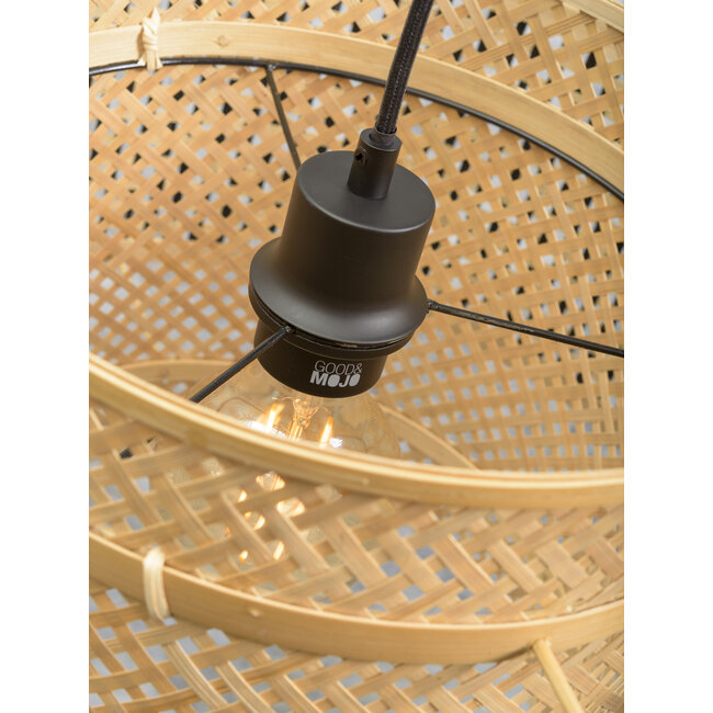 Good&Mojo Hanglamp Bhutan bamboe Ø 40 cm zwart naturel S
