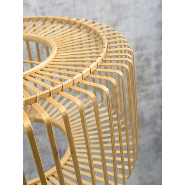 Good&Mojo Vloerlamp Bromo bamboe S zwart – kap Ø 40 naturel