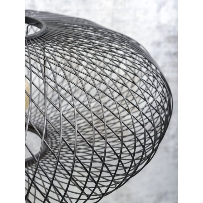 Good&Mojo Vloerlamp Cango bamboe naturel L 207cm kap Ø 60 zwart