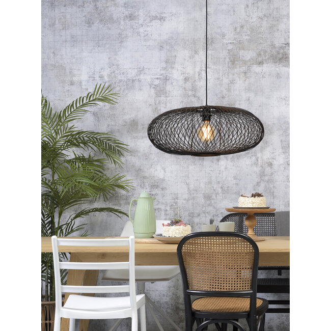 Good&Mojo Hanglamp Cango bamboe ellips dia.60x25cm zwart