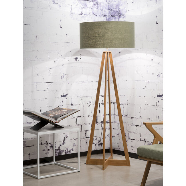 Good&Mojo Vloerlamp bamboe 4-poot Everest linnen green forest