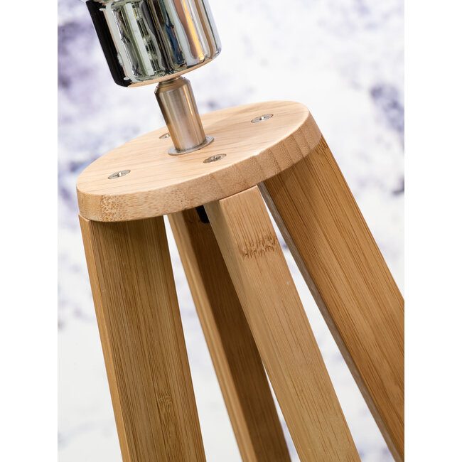 Good&Mojo Vloerlamp bamboe 4-poot Everest linnen lichtgrijs