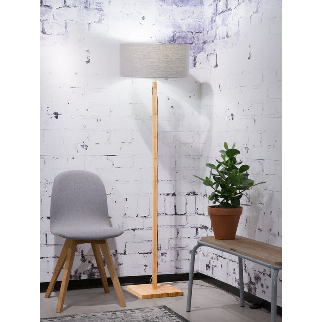 Good&Mojo Vloerlamp Fuji bamboe eco linnen lichtgrijs