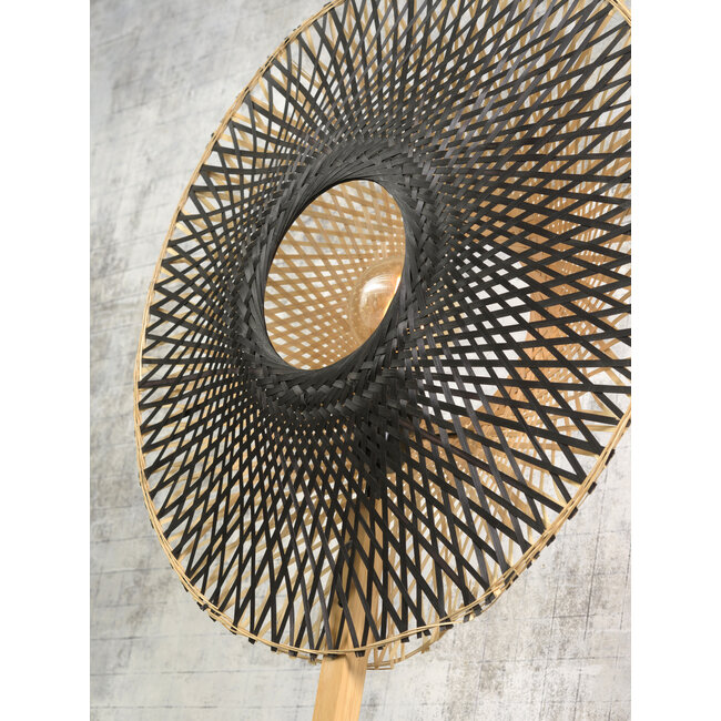 Good&Mojo Vloerlamp Kalimantan bamboe naturel h.180cm/kap vertic. 60x15cm z/n M